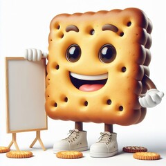 Wall Mural - Advertising - product photo of high detailed 3D cartoon character of smiling Biscuits