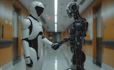 A futuristic AI robot in a hospital.