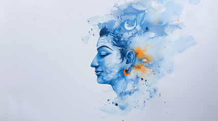 Wall Mural - Watercolor painting Lord Shiva Hinduism God spiritual art religion India culture tradition faith