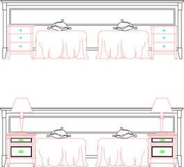 Poster - Vector sketch illustration of bed furniture design in the bedroom