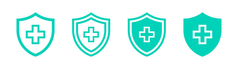 Wall Mural - shield with cross icon set