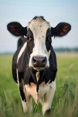 Curious Holstein Cow Peeking Through Lush Grass