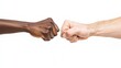 © Hugo - A black fist and a white fist fighting each other