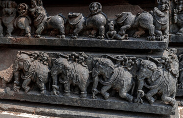 Wall Mural - The Hoysaleswara Temple in Halebidu is famous for its sculptures, intricate reliefs, detailed friezes, as well as its history and iconography.