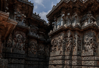 Wall Mural - The Hoysaleswara Temple in Halebidu is famous for its sculptures, intricate reliefs, detailed friezes, as well as its history and iconography.