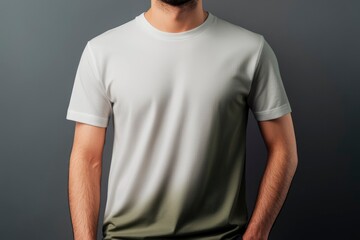 Wall Mural - A Man Wearing a White Ombre T-Shirt with Green Gradient