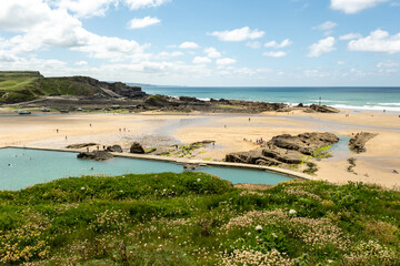 Wall Mural - Bude Sea Pool is a semi-natural tidal pool and is a safe haven for wild swimming on the edges of the Atlantic Ocean.