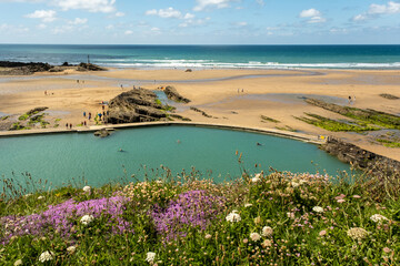 Wall Mural - Bude Sea Pool is a semi-natural tidal pool and is a safe haven for wild swimming on the edges of the Atlantic Ocean.