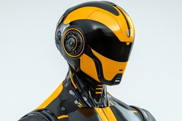 Sticker - Sleek yellow robotic head displaying advanced visual sensors and dynamic expression capabilities.