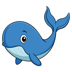 Wall Mural - Cartoon Blue Whale with a Happy Expression