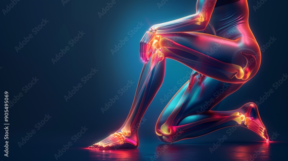 athlete or spot people having knee injury due to ligament inflammation ...