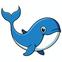 Poster - Cartoon illustration of a blue whale with a smiling face