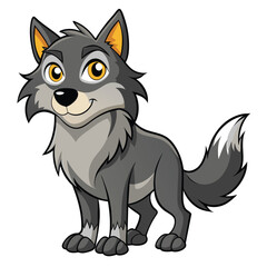 Poster - Cartoon Illustration of a Friendly Gray Wolf