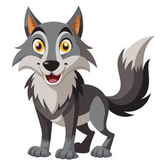 Poster - Cartoon Illustration of a Friendly Gray Wolf with a Big Smile