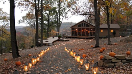 Poster - A path lined with lanterns