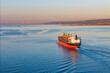 © Leonid - Dry bulk cargo ship underway in sea, a merchant ship to transport bulk cargo such. Aerial view
