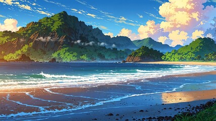 Wall Mural - kauai hawaii usa natural wonders around the world morning view anime