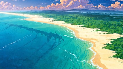 Wall Mural - lencois maranhenses brazil natural wonders around the world morning view anime