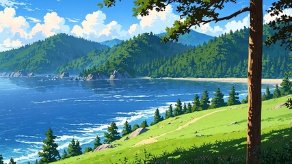 Wall Mural - olympic national park washington usa natural wonders around the world morning view anime