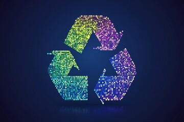 Poster - Neon recycling icon glows against a dark background emphasizing modern environmental solutions.