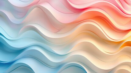 Wall Mural - a vibrant wave pattern in pastel colors, creating a soothing and dynamic background perfect for mode