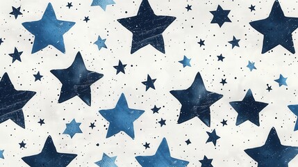 Wall Mural - a whimsical pattern featuring various blue stars set against a light background, perfect for creativ