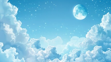 Wall Mural - Sky backdrop with clouds moon and space for text