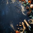© Pornarun - A festive New Year's Eve celebration with champagne, confetti, and gold accents. Perfect for greeting cards, invitations, or social media posts.