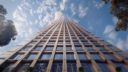 Wall Mural - Modern Glass Skyscraper Reaching for the Sky