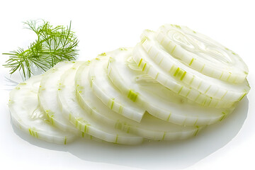 Wall Mural - Fennel vegetable slices on a white background