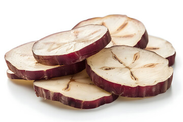 Wall Mural - Water chestnuts vegetable slices on a white background