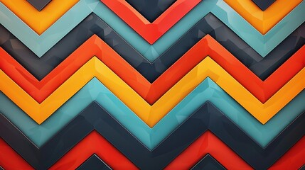 Sticker - vibrant chevron pattern featuring bold colors like red, blue, and yellow, creating a dynamic visual 