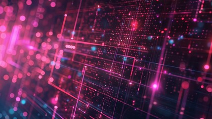 abstract digital background with glowing lines and particles, representing data flow and technology.