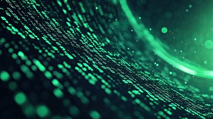 Abstract background with a digital, binary code pattern in green on black