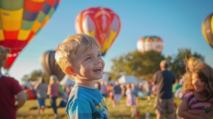 A spectacular balloon festival amid lively excitement. Family