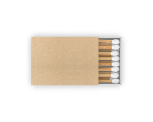 Matchbox with match sticks packaging mockup template 3d render illustration.