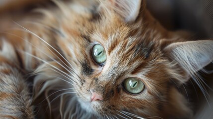 Sticker - Attractive brown kitten with green eyes and long fur