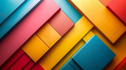 Wall Mural - a colorful abstract background with a red, yellow and blue block pattern