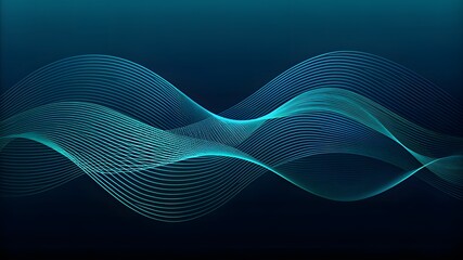 Wall Mural - abstract curved lines wave pattern overlay in dark teal blue-green colors for a modern technology ne