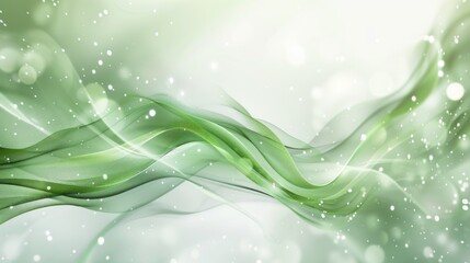 Wall Mural - Abstract Green Wave with Glimmering Lights