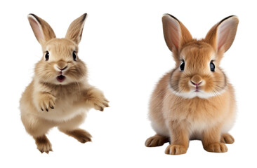 adorable furry rabbits. isolated on a transparent background.