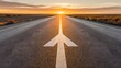 © Cheewynn - Journey to success depicted by a road at sunset with an arrow, highlighting motivation and achievement High-Resolution, Inspirational, Digital Art