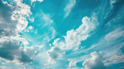 Sticker - Scenic Blue Sky with Clouds in Summer Offering Space for Design