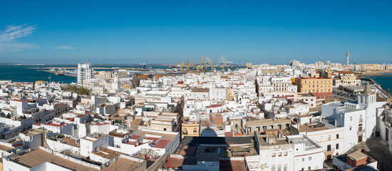 Panoramic view of the city of Cádiz from the Cathedral of Santa Cruz.