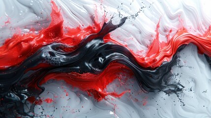 Sticker - 3D red and black liquid