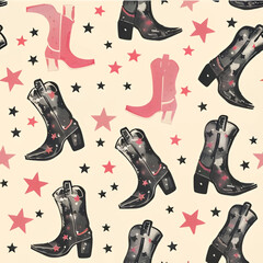 Wall Mural - Western Boots Pattern