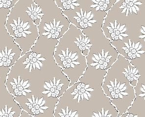 Poster - Seamless botanical flowers pattern, floral print.