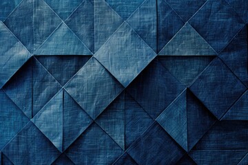 Wall Mural - A blue background with a pattern of squares. The squares are of different sizes and are arranged in a way that creates a sense of depth and texture. Scene is calm and serene, with the blue color