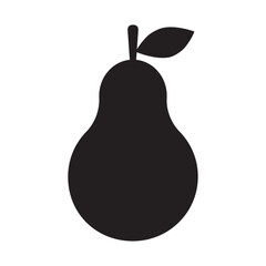 Wall Mural - Pear Icon isolated on white background. Black pear symbol flat style for your web site design and logo, app, UI. Fresh Pear with leaf, fruit, healthy food and vegan concept. Vector illustration.