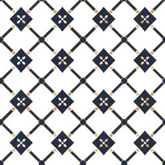 Wall Mural - Geometric Pattern with Navy Blue, Gold and White Tiles